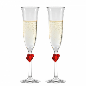 Stölzle Lausitz L´Amour 2er Set Champagne Flute rot