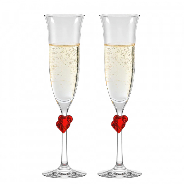 Stölzle Lausitz L´Amour 2er Set Champagne Flute rot
